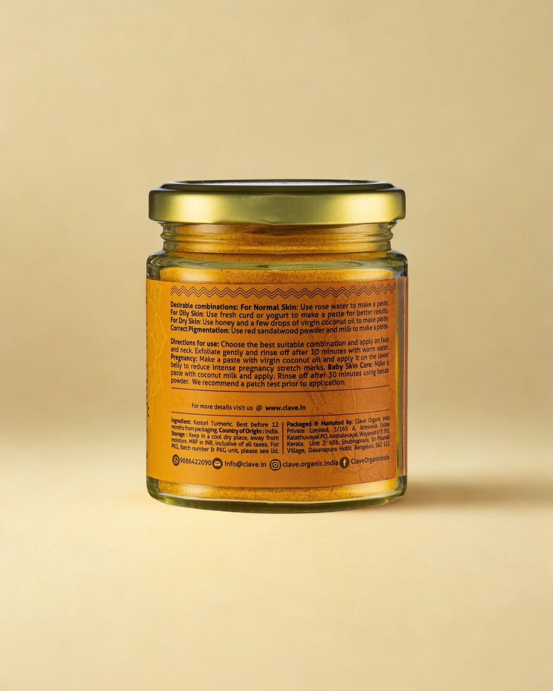 Kerala Wild Turmeric - Kasturi Manjal Haldi Face Pack - Dark Yellow - 80g