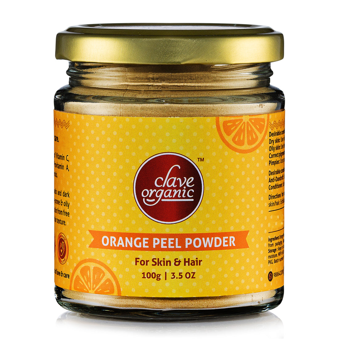 Orange Peel Powder - Face & Hair Pack - Pale Yellow