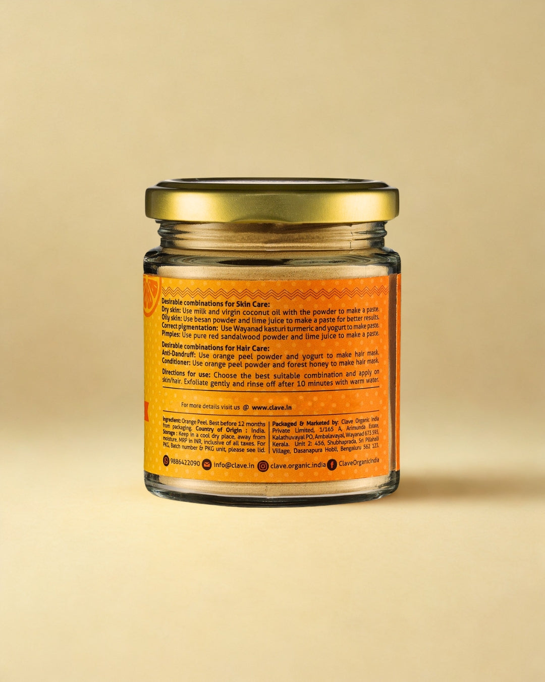 Orange Peel Powder - Face & Hair Pack - Pale Yellow - 100g